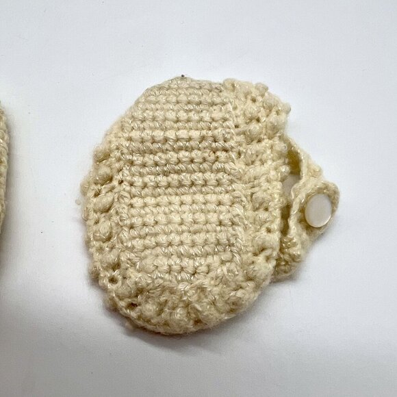 Vintage Hand-Crocheted Baby Booties Set Ivory Cream 40s 50s - Picture 8 of 9
